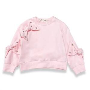 NEW DOE A DEAR girl's rhinestone bow long sleeve pullover in pink